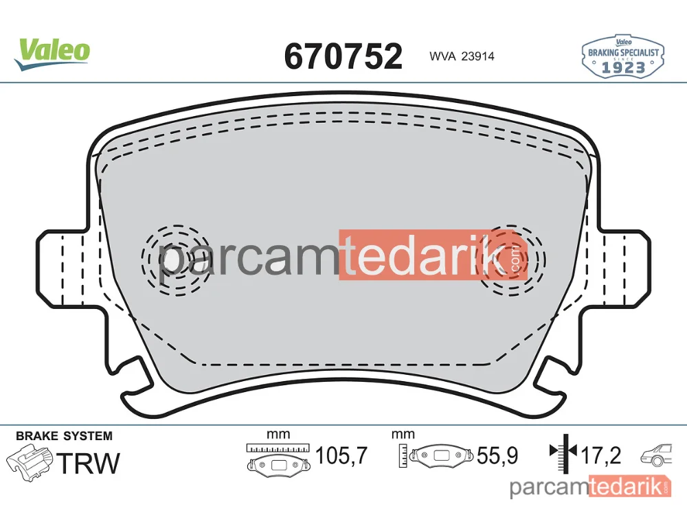 670752 | Fren Balatası (Arka) — VW Passat B6 Variant, VW Tiguan, VW Golf V